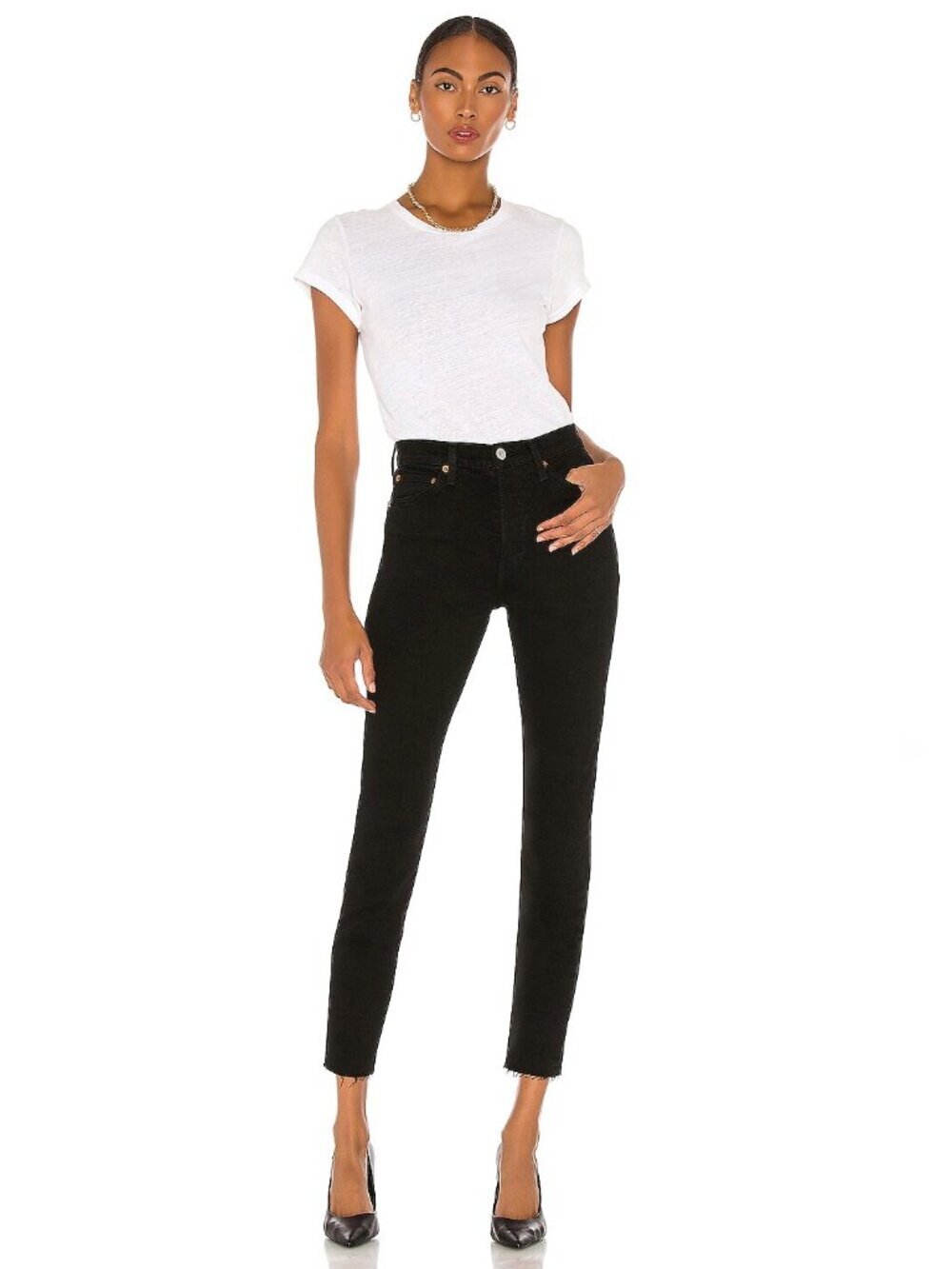 REDONE 90's Black High Rise Skinny Leg Ankle Jeans, Size 28